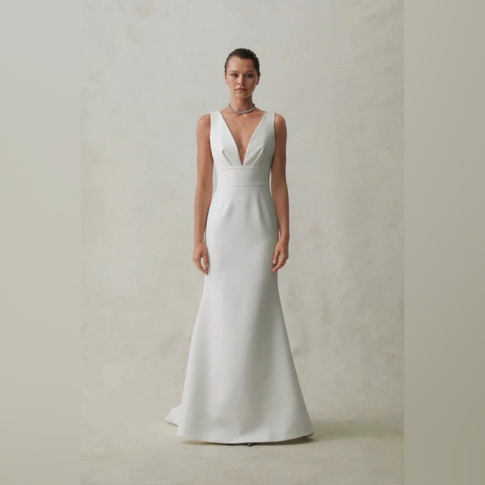 Rachel Gilbert Bridal Collection V-Neck Lennon Wedding Gown White Dress NWT